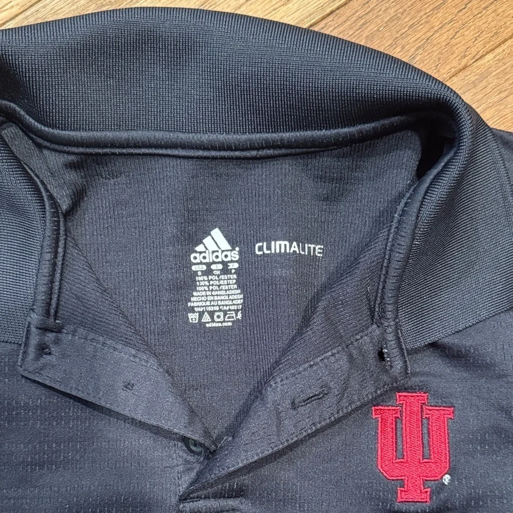 adidas Climalite Black Polo with IU Hoosiers logo